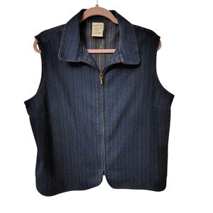 Alison Daley Petites Denim Vest Size 16P Blue Zip Front Sleeveless